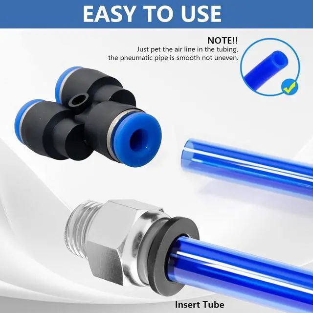 Alt view image 3 of 7 - 96Pcs Quick Connect Air Hose Fitting Kit, NPT 1/4,3/16, 5/32,3/8,1/8,1/2,5/8" Push To Connect Fittings Air Line Pneumatic Fittings Kit Connectors for Automotive Car or Industrial Workshops