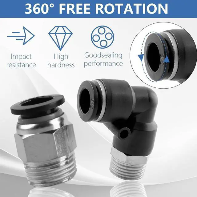 Alt view image 4 of 7 - 96Pcs Quick Connect Air Hose Fitting Kit, NPT 1/4,3/16, 5/32,3/8,1/8,1/2,5/8" Push To Connect Fittings Air Line Pneumatic Fittings Kit Connectors for Automotive Car or Industrial Workshops