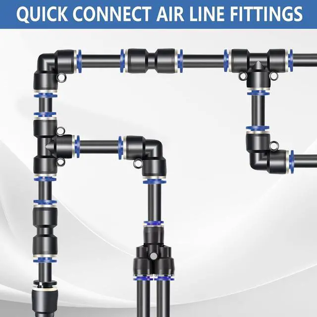 Alt view image 5 of 7 - 96Pcs Quick Connect Air Hose Fitting Kit, NPT 1/4,3/16, 5/32,3/8,1/8,1/2,5/8" Push To Connect Fittings Air Line Pneumatic Fittings Kit Connectors for Automotive Car or Industrial Workshops