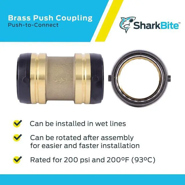 Alt view image 4 of 5 - 2 Inch Coupling, Push to Connect Brass Plumbing Fitting, PEX Pipe, Copper, CPVC, PE-RT, HDPE, UXL0154