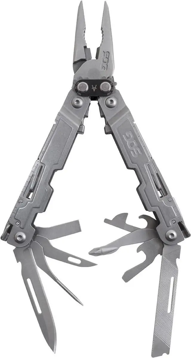 Main image of PowerAccess Well-Rounded One-Handed Lightweight Daily Pocketable Stainless Steel Multi-Tool for Backcountry 18 Tools, Stone Wash