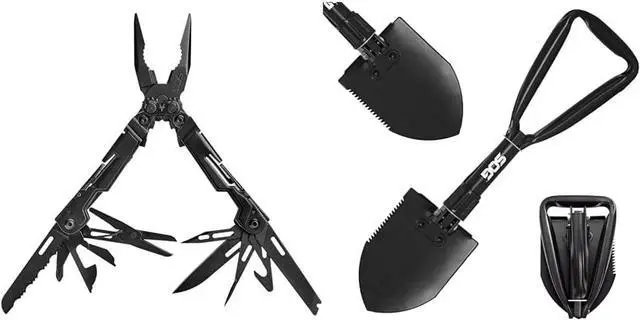 Main image of 18-Tool PowerPint Mini Compact Stainless Steel Multi-Tool & 18.25" Folding Survival Shovel with Saw Edge and Carry Case