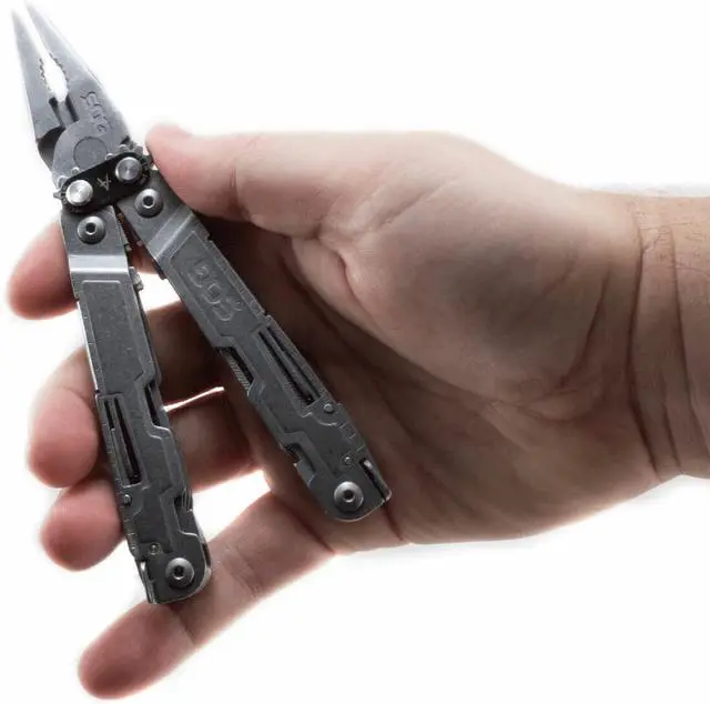 Alt view image 7 of 7 - PowerAccess Well-Rounded One-Handed Lightweight Daily Pocketable Stainless Steel Multi-Tool for Backcountry 18 Tools, Stone Wash
