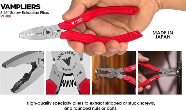 Alt view image 5 of 7 - 2-Piece Stripped Screw Extractor Pliers Set. Made in Japan. 8" Heavy Duty Linesman Plier + 6.25" Multipurpose Screw Removal Pliers. High Carbon Steel.