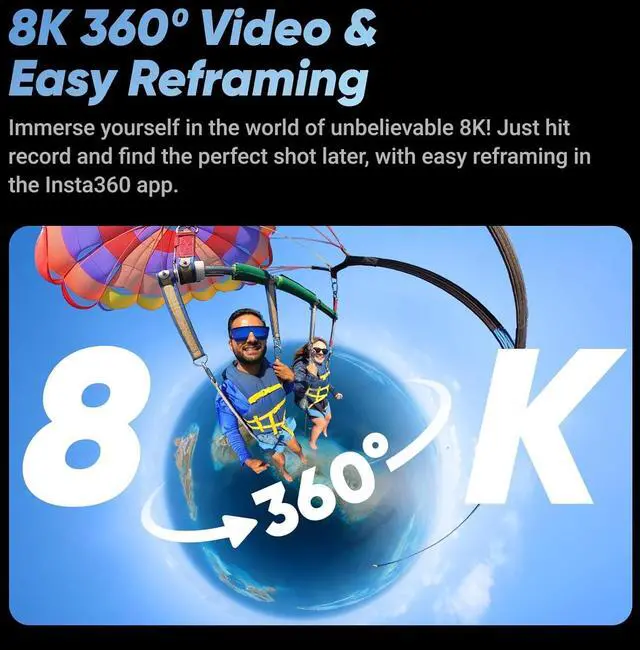Alt view image 2 of 7 - X4 Motorcycle Bundle- 8K Waterproof 360 Action Camera, 4K Wide-Angle Video, Invisible Selfie Stick, Removable Lens Guards, 135 Min Battery Life, AI Editing, Stabilization, No Micro SD Card
