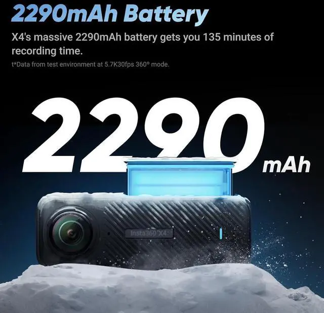 Alt view image 5 of 7 - X4 Motorcycle Bundle- 8K Waterproof 360 Action Camera, 4K Wide-Angle Video, Invisible Selfie Stick, Removable Lens Guards, 135 Min Battery Life, AI Editing, Stabilization, No Micro SD Card