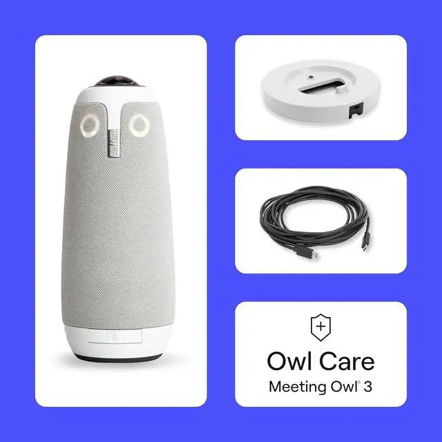Alt view image 2 of 7 - Meeting Owl 3 Premium Pack: 360-Degree, 1080p HD Smart Video Conference Camera, Microphone, and Speaker (Automatic Speaker Focus & Smart Zooming and Noise Equalizing)