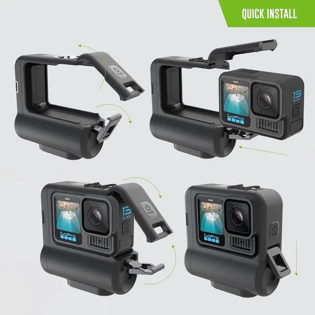 Alt view image 5 of 7 - 9 Hour Action Pack Extended Battery for GoPro Hero 13 12 11 10 9 Black, Waterproof 33ft Dustproof Rechargeable Power Bank (6 Hours 4K Recording) Pass Through Power, All Weather Backup Battery