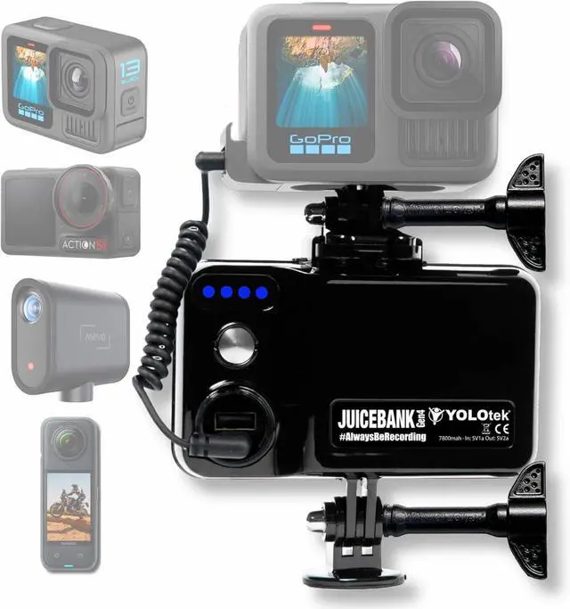 Main image of 7800mAh - Veteran Owned - Portable Charger for GoPro Battery Pack Hero 13, 12, 11, 10, 9 DJI, Insta360, MEVO & More - Go Pro External Battery, Power Bank Camera