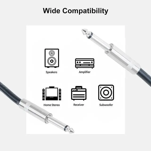 Alt view image 3 of 6 - 2PCS Professional 50 Feet 12 Gauge 1/4 Inch to 1/4 Inch Male Speaker Cables - 50ft 12AWG 6.35mm Stereo Audio Wires DJ Cables - 2 Pack
