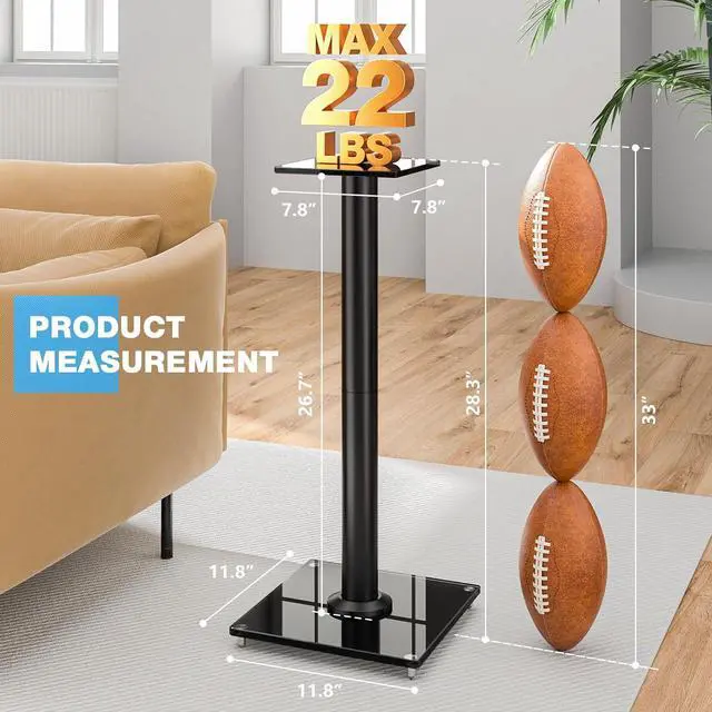 Alt view image 3 of 7 - Upgraded 45° Swivel Speaker Stands Pair for Surround Sound, Heavy Duty 28 Inch Bookshelf Speaker Stand Each Holds 22lbs Large Speaker, Floor Speaker Stand Built-in Cable Management, 1 Pair