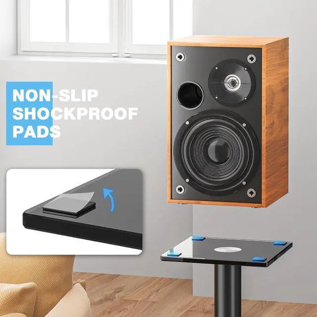 Alt view image 4 of 7 - Upgraded 45° Swivel Speaker Stands Pair for Surround Sound, Heavy Duty 28 Inch Bookshelf Speaker Stand Each Holds 22lbs Large Speaker, Floor Speaker Stand Built-in Cable Management, 1 Pair