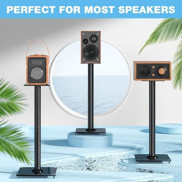 Alt view image 7 of 7 - Upgraded 45° Swivel Speaker Stands Pair for Surround Sound, Heavy Duty 28 Inch Bookshelf Speaker Stand Each Holds 22lbs Large Speaker, Floor Speaker Stand Built-in Cable Management, 1 Pair