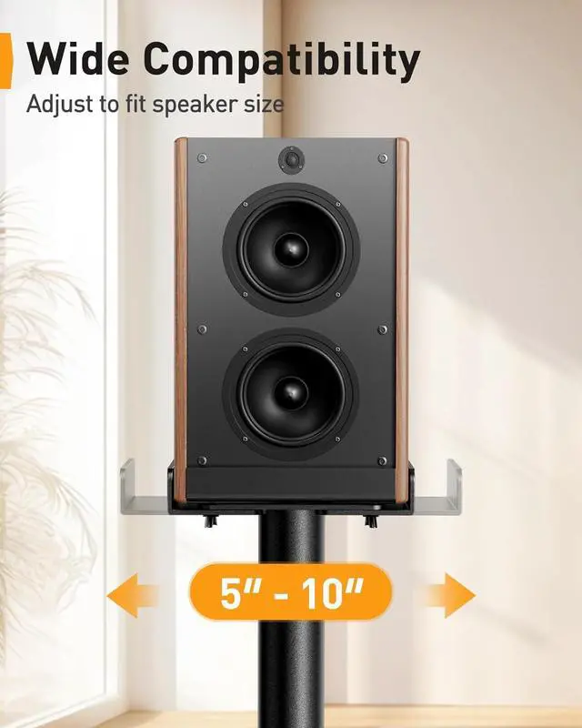Alt view image 2 of 7 - Universal Speaker Stands Pair with Cable Management, 33.6 inch Speakers Stands for Bookshelf Speakers, Satellite Speakers & Surround Sound Speaker Holds to 22lbs (PGSS2)