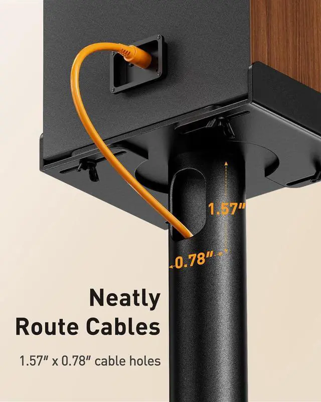 Alt view image 4 of 7 - Universal Speaker Stands Pair with Cable Management, 33.6 inch Speakers Stands for Bookshelf Speakers, Satellite Speakers & Surround Sound Speaker Holds to 22lbs (PGSS2)