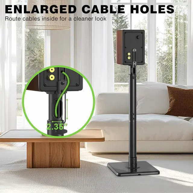 Alt view image 5 of 7 - Bookshelf Speaker Stands Pair, Height Adjustable Extends 32-42 inch for Rear Surround Sound Speakers, Floor Satellite Speaker Stands for Vizio Bose Sony JBL Klipsch Polk, Max Load 11 lbs