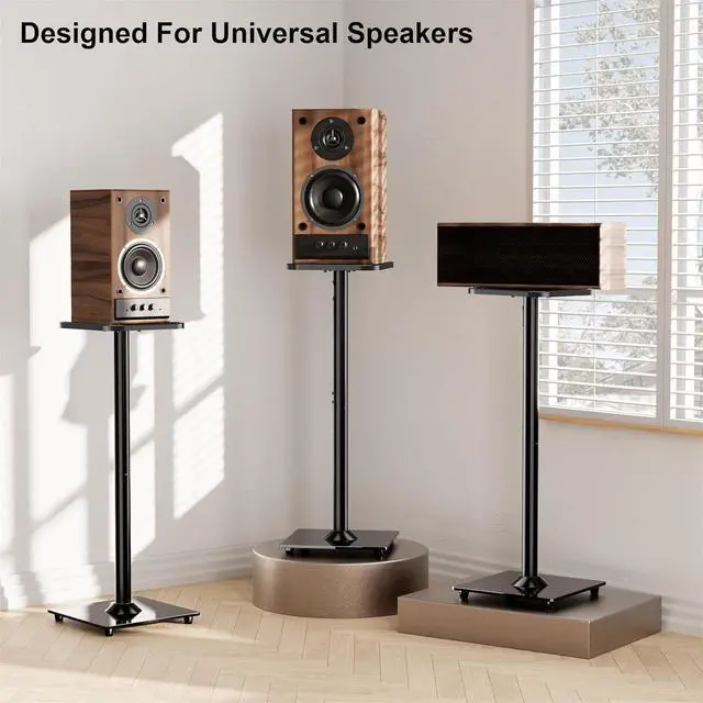 Alt view image 2 of 7 - Universal Speaker Stand Pair, 31 Inch Height Bookshelf Speaker Stands for Satellite Speaker Large Speaker Up to 22 lbs, Surround Sound Speaker Stand with Cable Management, Black, YD5022