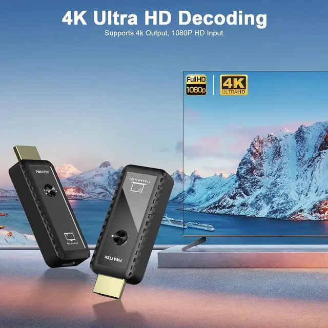 Alt view image 3 of 7 - Wireless HDMI Transmitter and Receiver with Adapter 4K Wireless HDMI Extender 1080P HDMI Wireless Kit Plug & Play Support 2.4/5GHz for Streaming Video and Audio to Monitor from Laptop/Pc/Tv Box