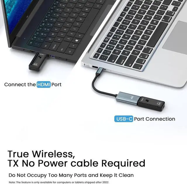 Alt view image 6 of 7 - Wireless HDMI Transmitter and Receiver with Adapter 4K Wireless HDMI Extender 1080P HDMI Wireless Kit Plug & Play Support 2.4/5GHz for Streaming Video and Audio to Monitor from Laptop/Pc/Tv Box