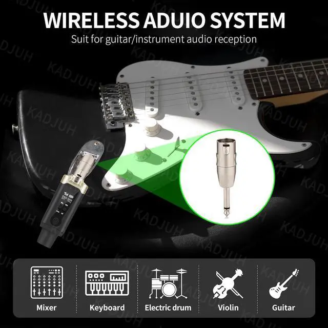 Alt view image 3 of 7 - Wireless XLR Transmitter and Receiver& Wireless Guitar Transmitter Receiver,Rechargeable Mic Adapter 16 Channels 196ft Range for Dynamic Microphone,Audio Mixer,Electric Guitar Bass