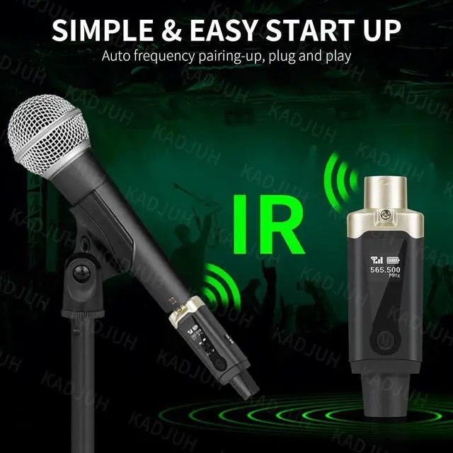 Alt view image 5 of 7 - Wireless XLR Transmitter and Receiver& Wireless Guitar Transmitter Receiver,Rechargeable Mic Adapter 16 Channels 196ft Range for Dynamic Microphone,Audio Mixer,Electric Guitar Bass