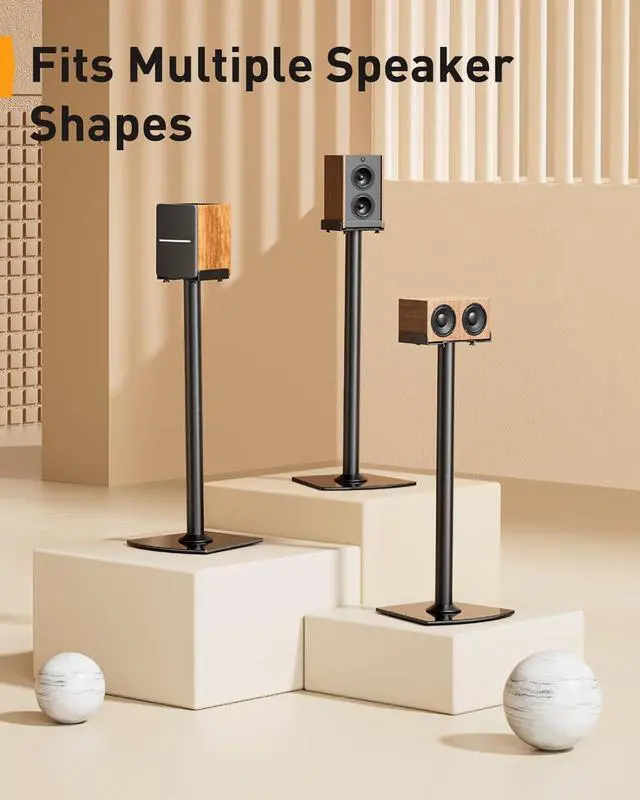 Alt view image 7 of 7 - Universal Speaker Stands Pair with Cable Management, 33.6 inch Speakers Stands for Bookshelf Speakers, Satellite Speakers & Surround Sound Speaker Holds to 22lbs (PGSS2)