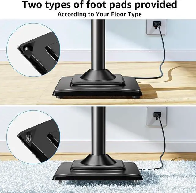 Alt view image 6 of 7 - Universal Speakers Stands Pair 34" to 43.3" Height Adjustable Holds Bookshelf Speakers Satellite Speakers Up to 11LBS Cable Concealing 1 Pair Spring-Loaded Plate Extends to 10" MU9138 Black