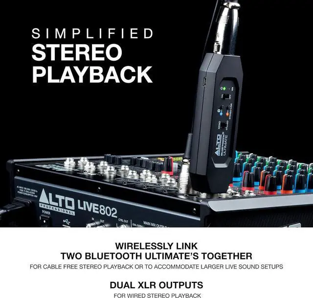 Alt view image 4 of 7 - Professional Bluetooth Ultimate - XLR Equipped Rechargeable Stereo Bluetooth Receiver For Mixing Desk / Audio Mixer Setups and Active PA systems