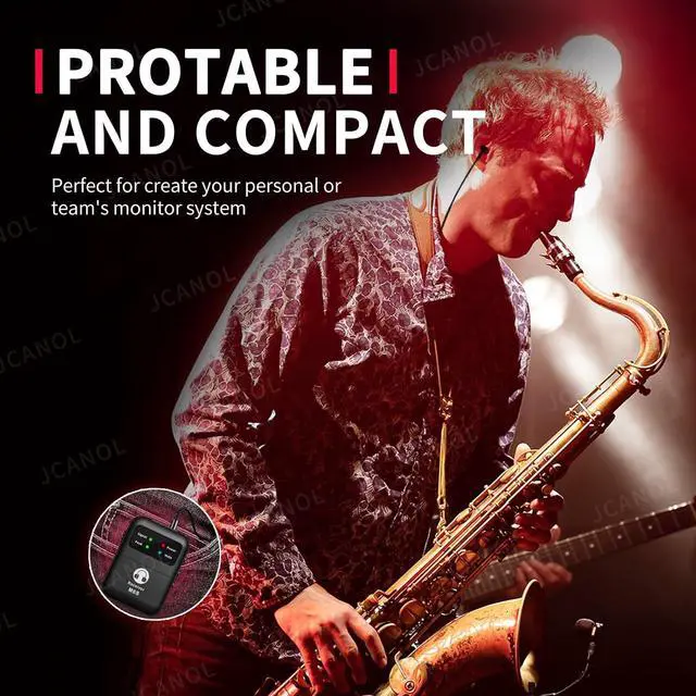 Alt view image 5 of 7 - Wireless in Ear Monitor System, 2.4G Stereo Wireless IEM System with Beltpack Transmitter Receiver Auto-Pairing, 164ft for Studio, Band, Live Performance