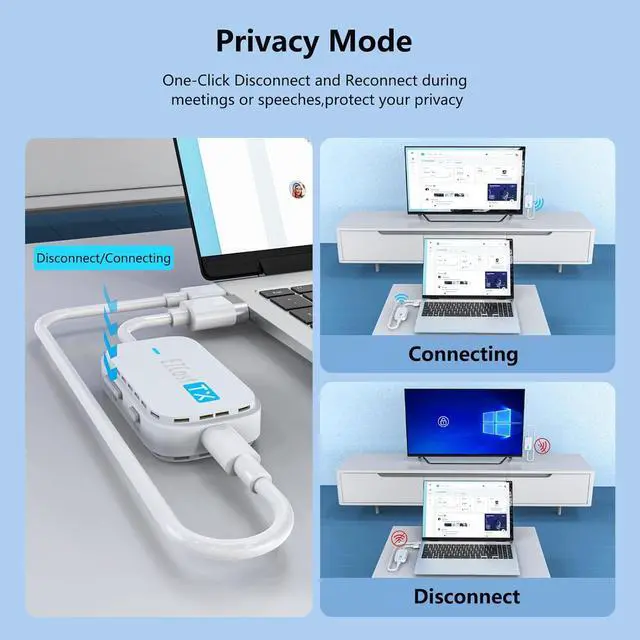 Alt view image 6 of 7 - Wireless HDMI Transmitter and Receiver 98Ft/30M Wireless HDMI Extender Kit 1080P@60Hz Display Adapter for Casting Video and Audio to TV/Projector/Monitor from PC Laptop or Camera