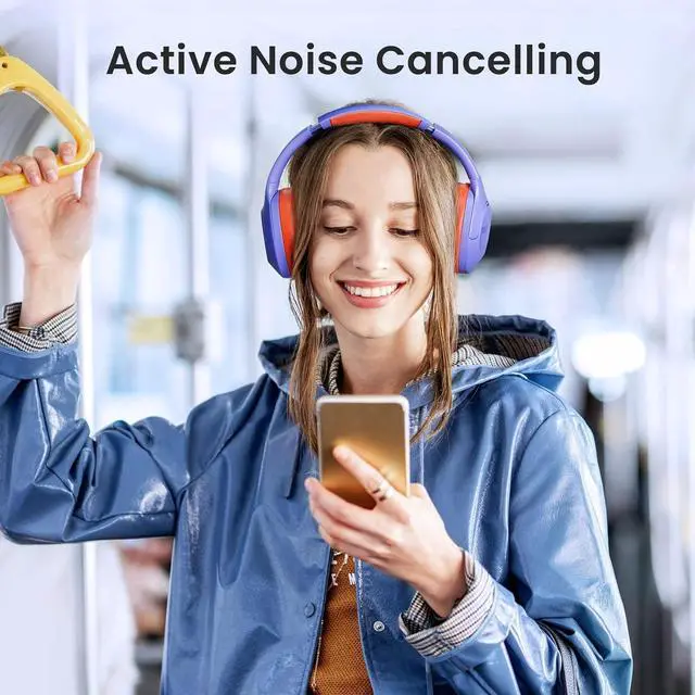 Alt view image 2 of 7 - S35 Hybrid Active Noise Cancelling Headphones, Wireless Over-Ear Headphones Bluetooth 5.2, 40H ANC Playtime, Clear Call