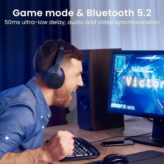 Alt view image 5 of 7 - S35 Hybrid Active Noise Cancelling Headphones, Wireless Over-Ear Headphones Bluetooth 5.2, 40H ANC Playtime, Clear Call