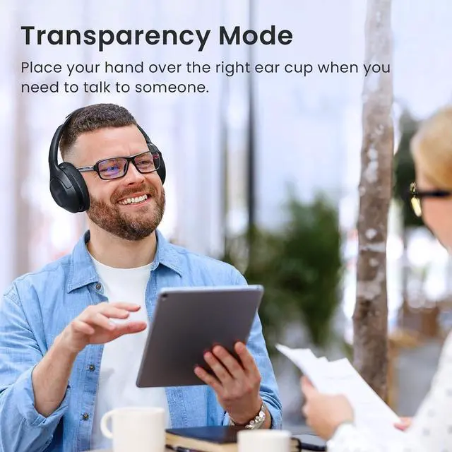 Alt view image 4 of 7 - S35 Hybrid Active Noise Cancelling Headphones, Wireless Over-Ear Headphones Bluetooth 5.2, 40H ANC Playtime, Clear Call