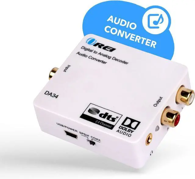 Alt view image 3 of 7 - Digital to Analog Audio Decoder by OREI, Convert & Decode Dolby Digital Audio SPDIF/Coaxial 5.1-Channel Input to RCA L/R/3.5mm Headphone Output Converter (DA34)