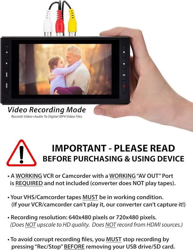 Alt view image 2 of 6 - Video to Digital Converter 3.0 (Third Generation) - Record Video & Audio from VCR's, VHS, AV, RCA, Hi8, Camcorder, DVD, Turntables, Cassette Tapes (Bundle) [Requires Working VCR/Camcorder]