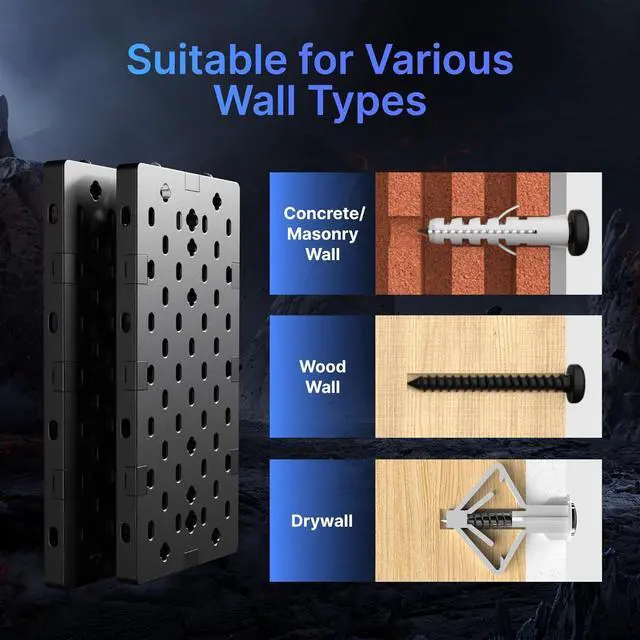 Alt view image 5 of 7 - Controller and Headphone Holder Wall Mount, Modular Gaming Pegboard with Accessories, Controller Stand for Xbox PS5 PS4 Switch, Video Game Storage, Disc Shelf Organizer, 14pcs Pegboard, Black