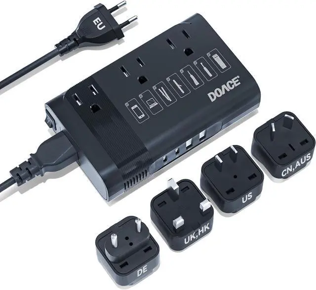 Main image of 350W Voltage Converter US to Europe, Ai 220V to 110V Converter for European Travel and 50Hz to 60Hz Transformer for Using U.S Devices Abroad - Hair Straightener Shaver Toothbrush Laptop Phone