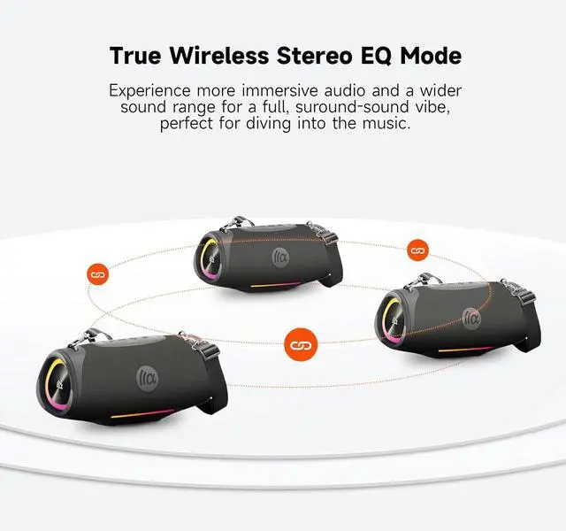 Alt view image 6 of 7 - Portable Loud Bluetooth Speaker, 60W Large Subwoofer Wireless Bluetooth 5.3 with Powerbank USB Charge Out,Waterproof IPX7,Rugged Outdoor Boombox for Party,Beach,Golf Life,Pool, Shower,Bike Use