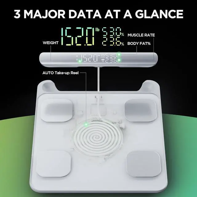 Alt view image 2 of 7 - Smart Scale for Body Weight and Fat Percentage 8-Electrode, Bathroom Scale FSA or HSA Eligible Digital Handle Display with BMI, Body Fat & Muscle Mass 28 Body Composition and Body Score Report