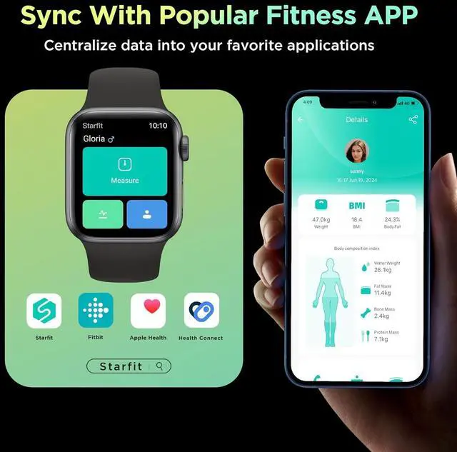 Alt view image 6 of 7 - Smart Scale for Body Weight and Fat Percentage 8-Electrode, Bathroom Scale FSA or HSA Eligible Digital Handle Display with BMI, Body Fat & Muscle Mass 28 Body Composition and Body Score Report