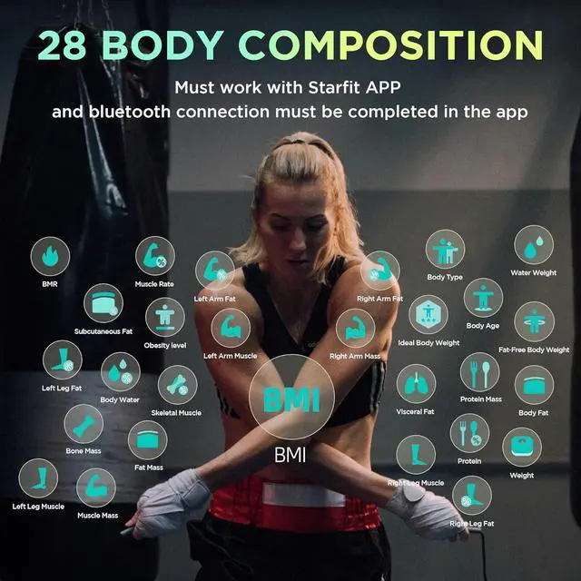 Alt view image 5 of 7 - Smart Scale for Body Weight and Fat Percentage 8-Electrode, Bathroom Scale FSA or HSA Eligible Digital Handle Display with BMI, Body Fat & Muscle Mass 28 Body Composition and Body Score Report