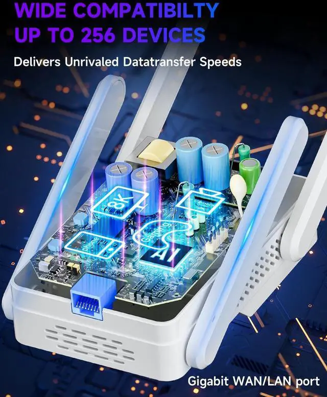 Alt view image 6 of 7 - WiFi 6 Extender Signal Booster for Home, AX3000 Internet Extender WiFi Booster Long Range up to 18k Sq.ft, Dual Band WiFi Repeater Wireless Amplifier with Ethernet Port, 1-Tap Setup, Onemesh