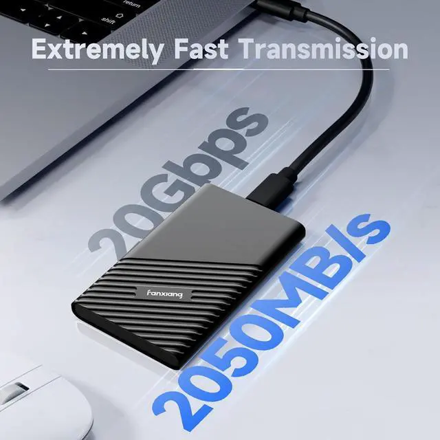 Alt view image 2 of 7 - 2TB External SSD Portable, Up to 2000MB/s, USB C External Solid State Drive External Hard Drive, USB 3.2 Gen2 Type-C SSD for iPhone 15/Pro/PC/Laptops/Creators/Gaming