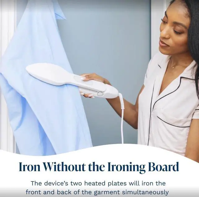 Alt view image 2 of 6 - Press Travel Steam Iron - Handheld Iron With Optional Steam Feature - No Ironing Board Required - Easy to Use w/ 6 Fabric Settings - Removes Wrinkles - Mothers Day Gifts for Mom - Pink