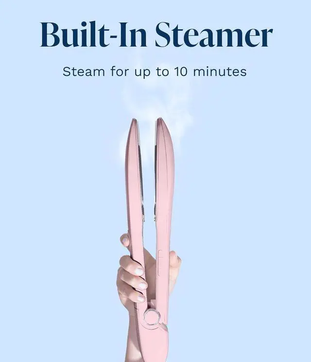 Alt view image 6 of 6 - Press Travel Steam Iron - Handheld Iron With Optional Steam Feature - No Ironing Board Required - Easy to Use w/ 6 Fabric Settings - Removes Wrinkles - Mothers Day Gifts for Mom - Pink