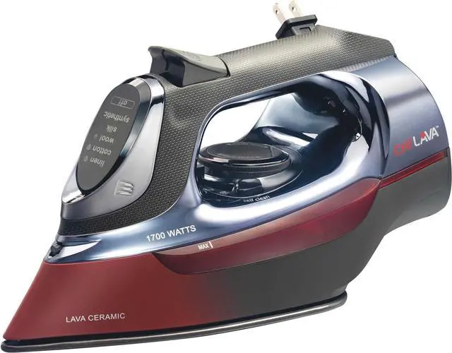 Main image of Steam Iron for Clothes with 8 Retractable Cord, 1700 Watts, 3-Way Auto Shutoff, 400+ Holes, Professional Grade, Temperature Control Dial, Lava Infused Ceramic Soleplate, Black (13113)