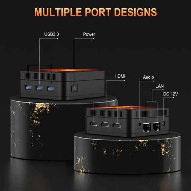 Alt view image 4 of 7 - Mini PC Alder Lake-95 (up to 3.4GHz) 4 Cores 4 Threads, Mini Computers 8GB DDR5 256GB M.2 SSD, Mini PC Dual Lan Support 4K Triple Screen Display/USB3.0/WiFi 5/Bluetooth 5.0/VESA/Home/Business