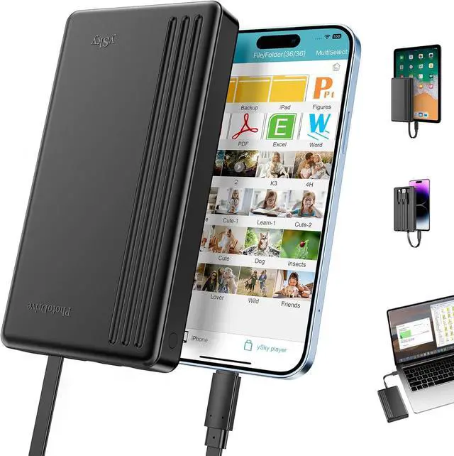 Main image of 2TB External Hard Drive for iPhone & iPad,MacBook,Windows Computer,USB C Android Phones:Photo Stick USB Flash Drive to Backup Photo| Video | Music| File(MFi Certified)