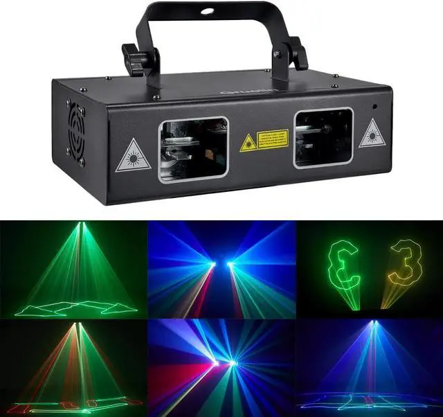 Alt view image 2 of 6 - DJ Lights Party Lights, Gruolin RGB Full Color Laser Stage Light Music Sound Activated & DMX Control Patterns Projector, Perfect for Party Disco Bar Club Stage & DJ Lighting