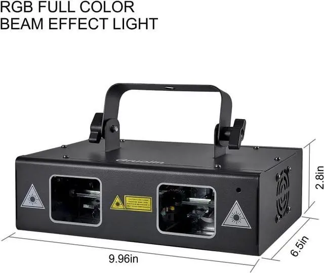 Alt view image 4 of 6 - DJ Lights Party Lights, Gruolin RGB Full Color Laser Stage Light Music Sound Activated & DMX Control Patterns Projector, Perfect for Party Disco Bar Club Stage & DJ Lighting